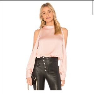 1. STATE Pink cold shoulder blouse